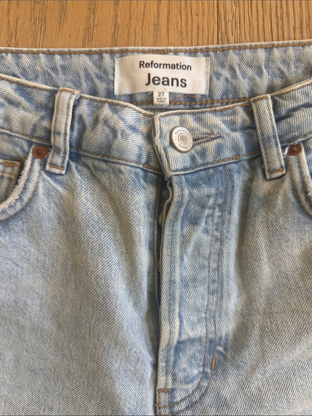 Reformation Light Blue Cynthia High-Rise Straight Jeans - Size 27
